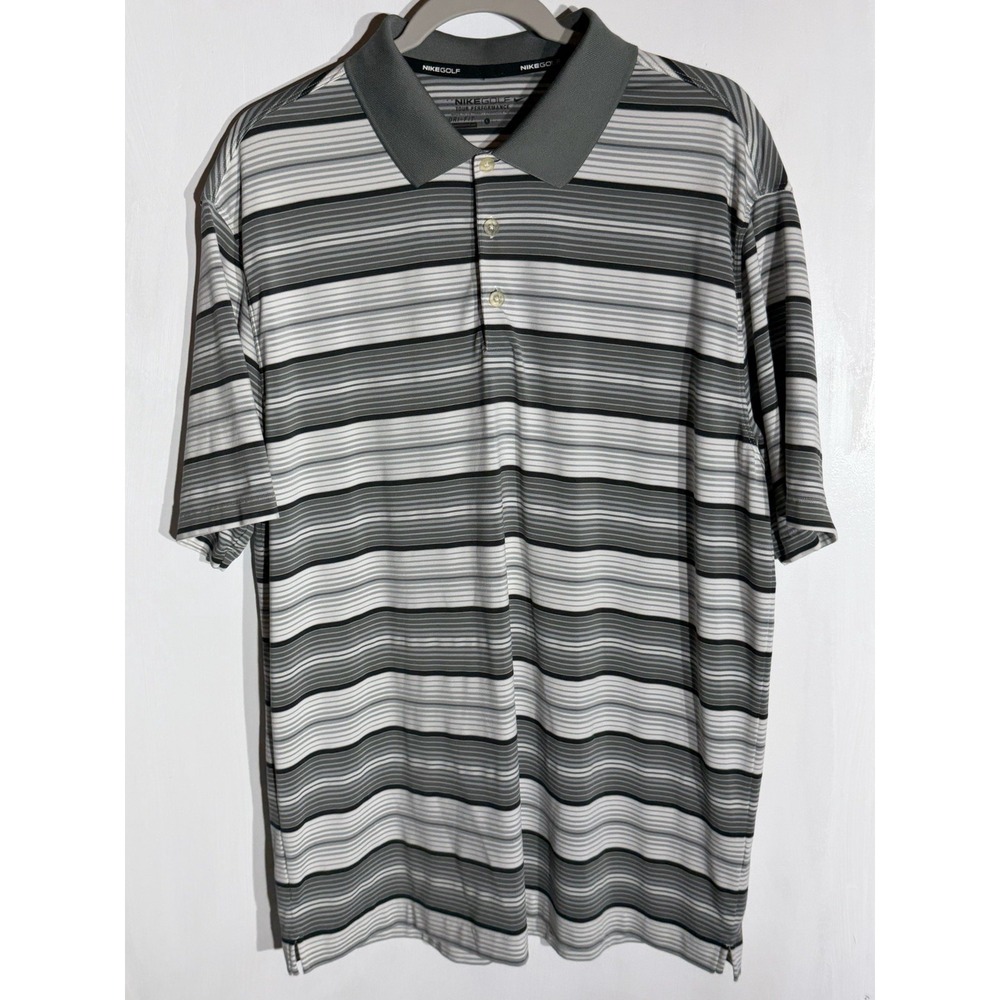 Nike Golf Tour Performance Dri Fit Polo Shirt Large Grey Black White